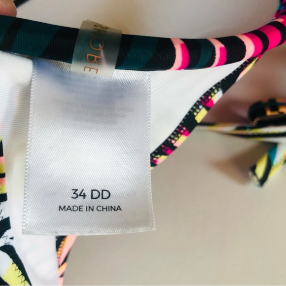 SHADE & SHORE Tropical Palm Leaves Multicolor Bikini Halter Top Size 34DD - Picture 11 of 11